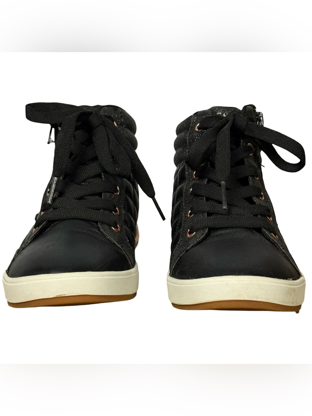 Sketchers Girls' Shoutouts Quilted Squad High Top Sneaker Size 4 Black Sparkle